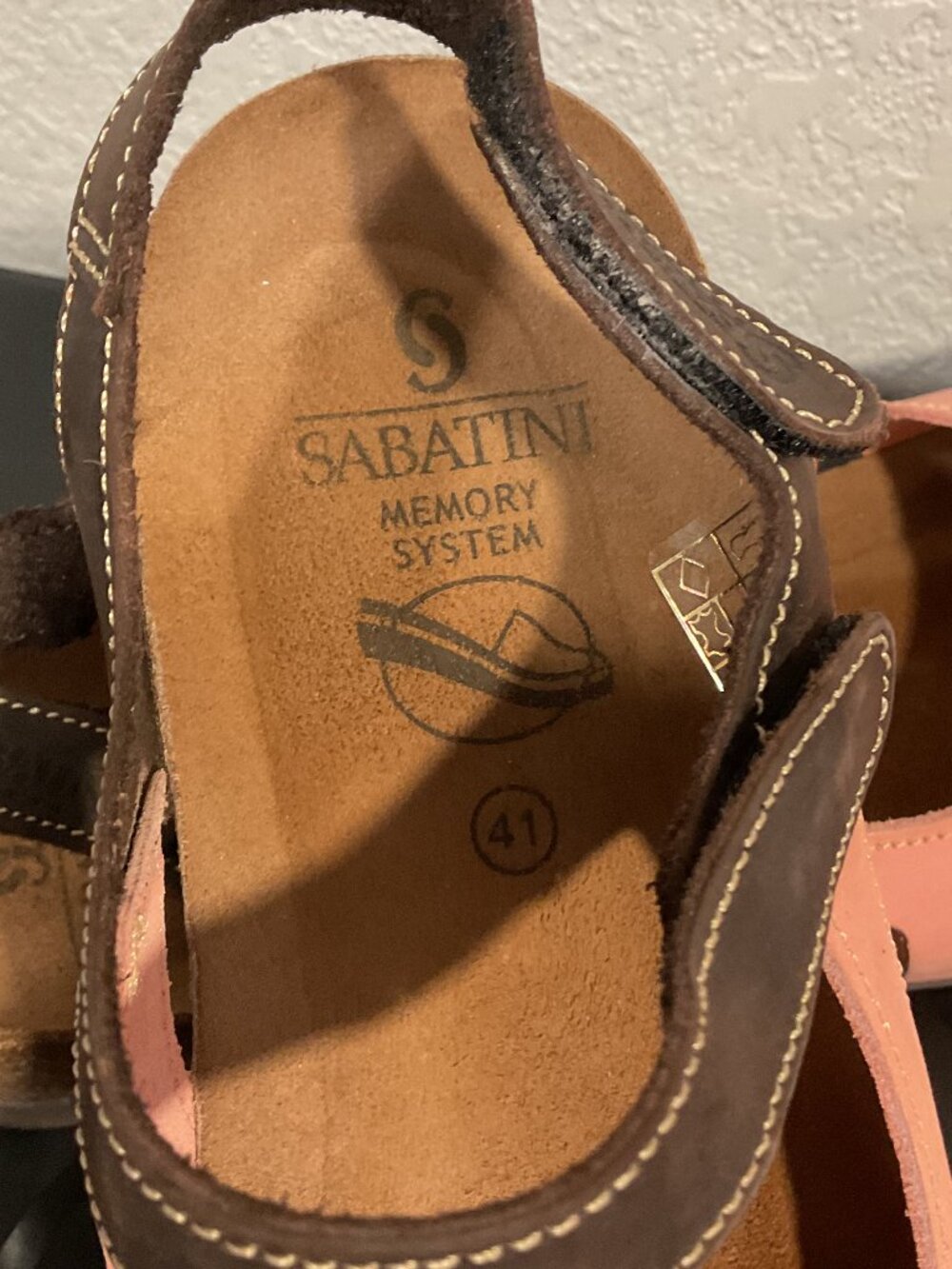 Like New Sabatini closed toe sandals in Salmon and Brown leather 41/10-10.5 - Picture 6 of 7